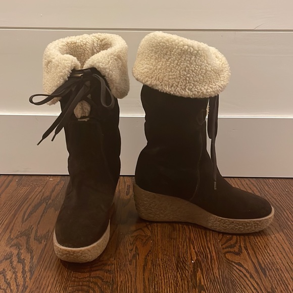 Michael Kors Suede Boots Wedge Heels in Brown Size 6 - Picture 2 of 5